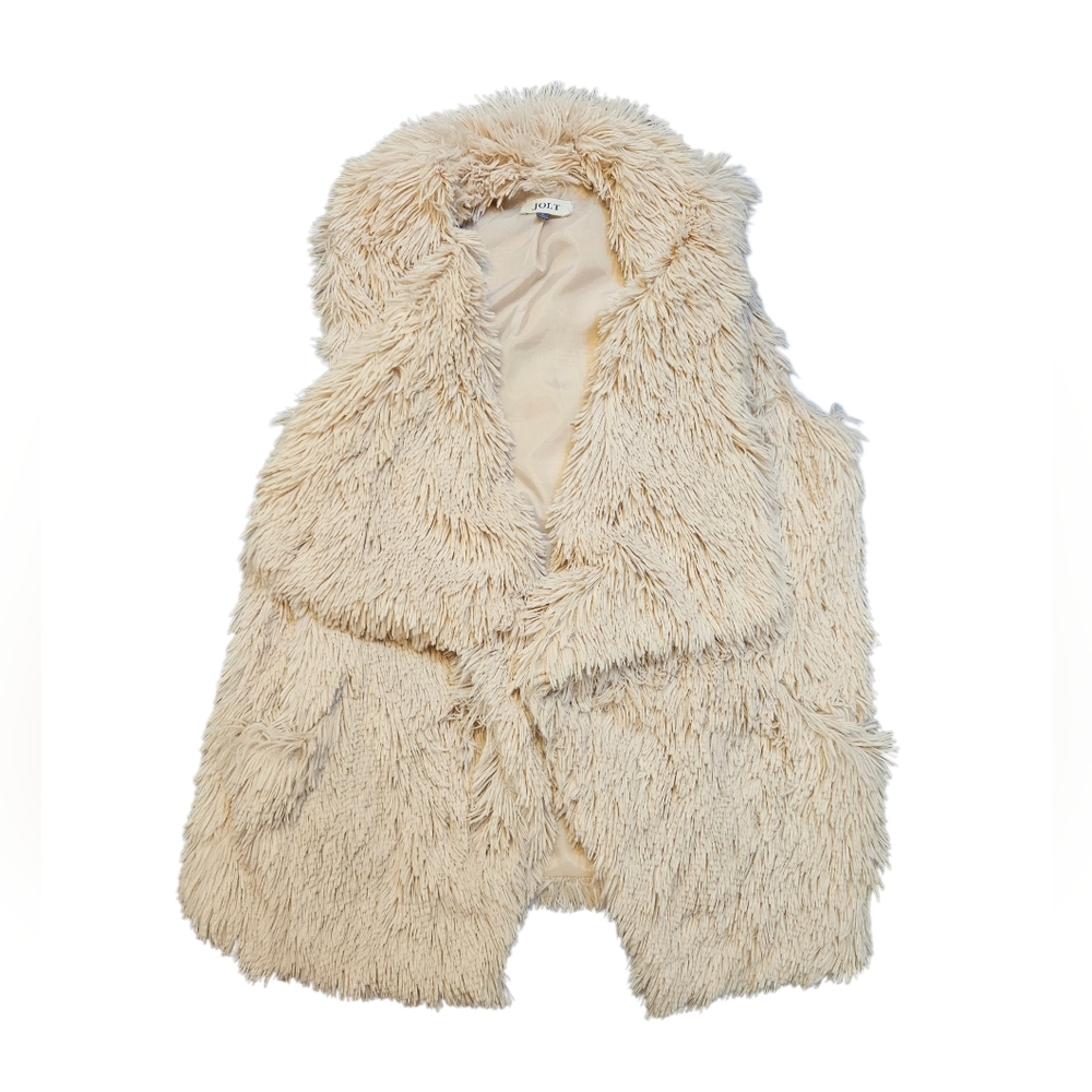 Nwot Jolt Faux Fur Open Vest Tan Women's Large